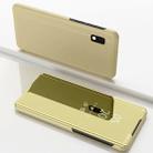 Electroplating Mirror Horizontal Flip Leather Case for Galaxy A10E with Holder(Gold) - 1