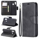 Retro Lambskin Texture Pure Color Horizontal Flip PU Leather Case for Galaxy A20E, with Holder & Card Slots & Wallet & Lanyard(Black) - 1
