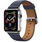 Classic Button Leather Wrist Strap Watch Band for Apple Watch Series 3 & 2 & 1 38mm(Midnight Blue) - 1