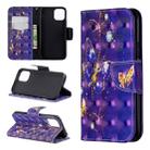 For iPhone 11 Pro 3D Colored Drawing Pattern Horizontal Flip Leather Case, with Holder & Card Slots & Wallet(Purple Butterfly) - 1