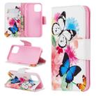 For iPhone 11 Pro Colored Drawing Pattern Horizontal Flip Leather Case,with Holder & Card Slots & Wallet(Two Butterflies) - 1