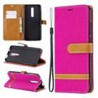 Color Matching Denim Texture Leather Case for Xiaomi Redmi K20 & K20 Pro, with Holder & Card Slots & Wallet & Lanyard(Rose red) - 1