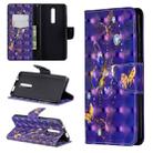 3D Colored Drawing Pattern Horizontal Flip Leather Case for Xiaomi Redmi K20 & K20 Pro, with Holder & Card Slots & Wallet(Purple Butterfly) - 1