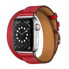 For Apple Watch 3 / 2 / 1 Generation 42mm Universal Leather Double-Loop Watch Band(red) - 1