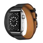 For Apple Watch 3 / 2 / 1 Generation 38mm Universal Leather Double-loop Watch Band(black) - 1