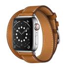 For Apple Watch 3 / 2 / 1 Generation 38mm Universal Leather Double-loop Watch Band(brown) - 1