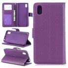 For Huawei Y5 2019 Lychee Texture Horizontal Flip Leather Case with Holder & Card Slots & Wallet & Photo Frame(Purple) - 1