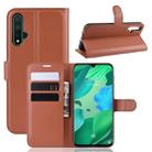 Litchi Texture Horizontal Flip Leather Case for Huawei Nova 5, with Wallet & Holder & Card Slots(Brown) - 1