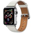 Classic Button Leather Wrist Strap Watch Band for Apple Watch Series 3 & 2 & 1 42mm(White) - 1