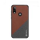 PINWUYO Hong Series Anti-fall TPU+ Chemical Fiber Cloth Protective Cover for Moto P40/One Vision(Brown) - 1