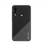 PINWUYO Hong Series Anti-fall TPU+ Chemical Fiber Cloth Protective Cover for Moto P40 power(Black) - 1