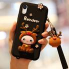 For iPhone XR Lovely Reindeer Full Package Anti Falling Silicone Sleeve(Black) - 1