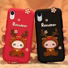 For iPhone XR Lovely Reindeer Full Package Anti Falling Silicone Sleeve(Black) - 2