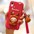 Lovely Reindeer Full Package Anti Falling Silicone Sleeve for iPhone XR(Red) - 1