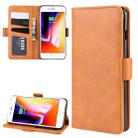 Dual-side Magnetic Buckle Horizontal Flip Leather Case for iPhone 8 Plus / 7 Plus, with Holder & Card Slots & Wallet & Photo Frame(Yellow) - 1