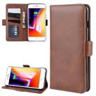 Dual-side Magnetic Buckle Horizontal Flip Leather Case for iPhone 8 Plus / 7 Plus, with Holder & Card Slots & Wallet & Photo Frame(Brown) - 1