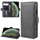 Dual-side Magnetic Buckle Horizontal Flip Leather Case for iPhone X & XS, with Holder & Card Slots & Wallet & Photo Frame(Black) - 1