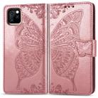 For iPhone 11 Pro Butterfly Love Flowers Embossing Horizontal Flip Leather Case with Holder & Card Slots & Wallet & Lanyard(Rose gold) - 1