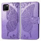 For iPhone 11 Butterfly Love Flowers Embossing Horizontal Flip Leather Case , with Holder & Card Slots & Wallet & Lanyard(Light purple) - 1