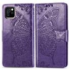 For iPhone 11 Butterfly Love Flowers Embossing Horizontal Flip Leather Case , with Holder & Card Slots & Wallet & Lanyard(Dark purple) - 1