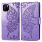 For iPhone 11 Pro Max Butterfly Love Flowers Embossing Horizontal Flip Leather Case For  iPhone 11 Pro Max  with Holder & Card Slots & Wallet & Lanyard(Light purple) - 1