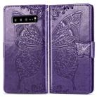 Butterfly Love Flowers Embossing Horizontal Flip Leather Case For Galaxy S10 5G with Holder & Card Slots & Wallet & Lanyard(Dark purple) - 1