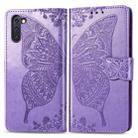 Butterfly Love Flowers Embossing Horizontal Flip Leather Case For Galaxy Note 10 with Holder & Card Slots & Wallet & Lanyard(Lighe purple) - 1