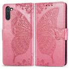 Butterfly Love Flowers Embossing Horizontal Flip Leather Case For Galaxy Note 10 with Holder & Card Slots & Wallet & Lanyard(Pink) - 1