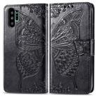 Butterfly Love Flowers Embossing Horizontal Flip Leather Case For Galaxy Note10+ with Holder & Card Slots & Wallet & Lanyard(Black) - 1