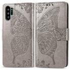 Butterfly Love Flowers Embossing Horizontal Flip Leather Case For Galaxy Note10+ with Holder & Card Slots & Wallet & Lanyard(Gray) - 1