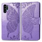 Butterfly Love Flowers Embossing Horizontal Flip Leather Case For Galaxy Note10+ with Holder & Card Slots & Wallet & Lanyard(Lighe purple) - 1