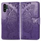 Butterfly Love Flowers Embossing Horizontal Flip Leather Case For Galaxy Note10+ with Holder & Card Slots & Wallet & Lanyard(Dark purple) - 1