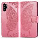 Butterfly Love Flowers Embossing Horizontal Flip Leather Case For Galaxy Note10+ with Holder & Card Slots & Wallet & Lanyard(Pink) - 1