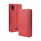 Magnetic Buckle Retro Crazy Horse Texture Horizontal Flip Leather Case for Wiko Y60, with Holder & Card Slots & Photo Frame(Red) - 1