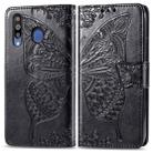 Butterfly Love Flowers Embossing Horizontal Flip Leather Case For Galaxy M30 with Holder & Card Slots & Wallet & Lanyard(Black) - 1
