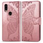 Butterfly Love Flowers Embossing Horizontal Flip Leather Case For Motorola P40 with Holder & Card Slots & Wallet & Lanyard(Rose gold) - 1