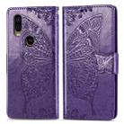 Butterfly Love Flowers Embossing Horizontal Flip Leather Case For Motorola P40 with Holder & Card Slots & Wallet & Lanyard(Dark purple) - 1