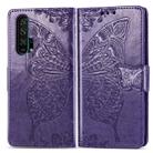 Butterfly Love Flowers Embossing Horizontal Flip Leather Case For Huawei Honor 20 Pro with Holder & Card Slots & Wallet & Lanyard(Dark purple) - 1