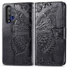 Butterfly Love Flowers Embossing Horizontal Flip Leather Case For Huawei Honor 20 with Holder & Card Slots & Wallet & Lanyard(Black) - 1