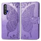 Butterfly Love Flowers Embossing Horizontal Flip Leather Case For Huawei Honor 20 with Holder & Card Slots & Wallet & Lanyard(Light purple) - 1