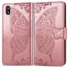 Butterfly Love Flowers Embossing Horizontal Flip Leather Case For Xiaomi Redmi 7A with Holder & Card Slots & Wallet & Lanyard(Rose gold) - 1