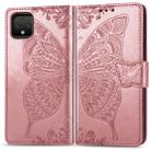 Butterfly Love Flowers Embossing Horizontal Flip Leather Case For Google Pixel 4 XL with Holder & Card Slots & Wallet & Lanyard(Rose gold) - 1