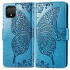 Butterfly Love Flowers Embossing Horizontal Flip Leather Case For Google Pixel 4 with Holder & Card Slots & Wallet & Lanyard(Blue) - 1