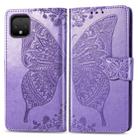 Butterfly Love Flowers Embossing Horizontal Flip Leather Case For Google Pixel 4 with Holder & Card Slots & Wallet & Lanyard(Light purple) - 1