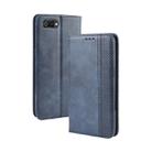 Magnetic Buckle Retro Crazy Horse Texture Horizontal Flip Leather Case for OPPO Realme C2 / A1K , with Holder & Card Slots & Photo Frame(Blue) - 1