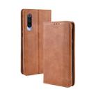 Magnetic Buckle Retro Crazy Horse Texture Horizontal Flip Leather Case for Xiaomi Mi CC9/Xiaomi Mi CC9mt Meitu Edition , with Holder & Card Slots & Photo Frame(Brown) - 1