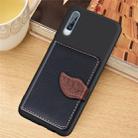 Litchi Pattern Card Bag Wallet Bracket + TPU Phone Case with Card Slot Wallet Bracket Function For Samsung A70(Black) - 1