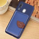 Litchi Pattern Card Bag Wallet Bracket + TPU Phone Case with Card Slot Wallet Bracket Function For Galaxy A40(Blue) - 1