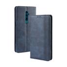 Magnetic Buckle Retro Crazy Horse Texture Horizontal Flip Leather Case for OPPO Reno 10x Zoom / Reno 5G , with Holder & Card Slots & Photo Frame(Blue) - 1