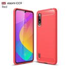 Brushed Texture Carbon Fiber TPU Case for  Xiaomi Mi CC9(Red) - 1